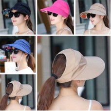 Mujer UV Protect Foldable Large Brim Visor Cap Beach Sun Hat Outdoor Multico CH  eb-17256736